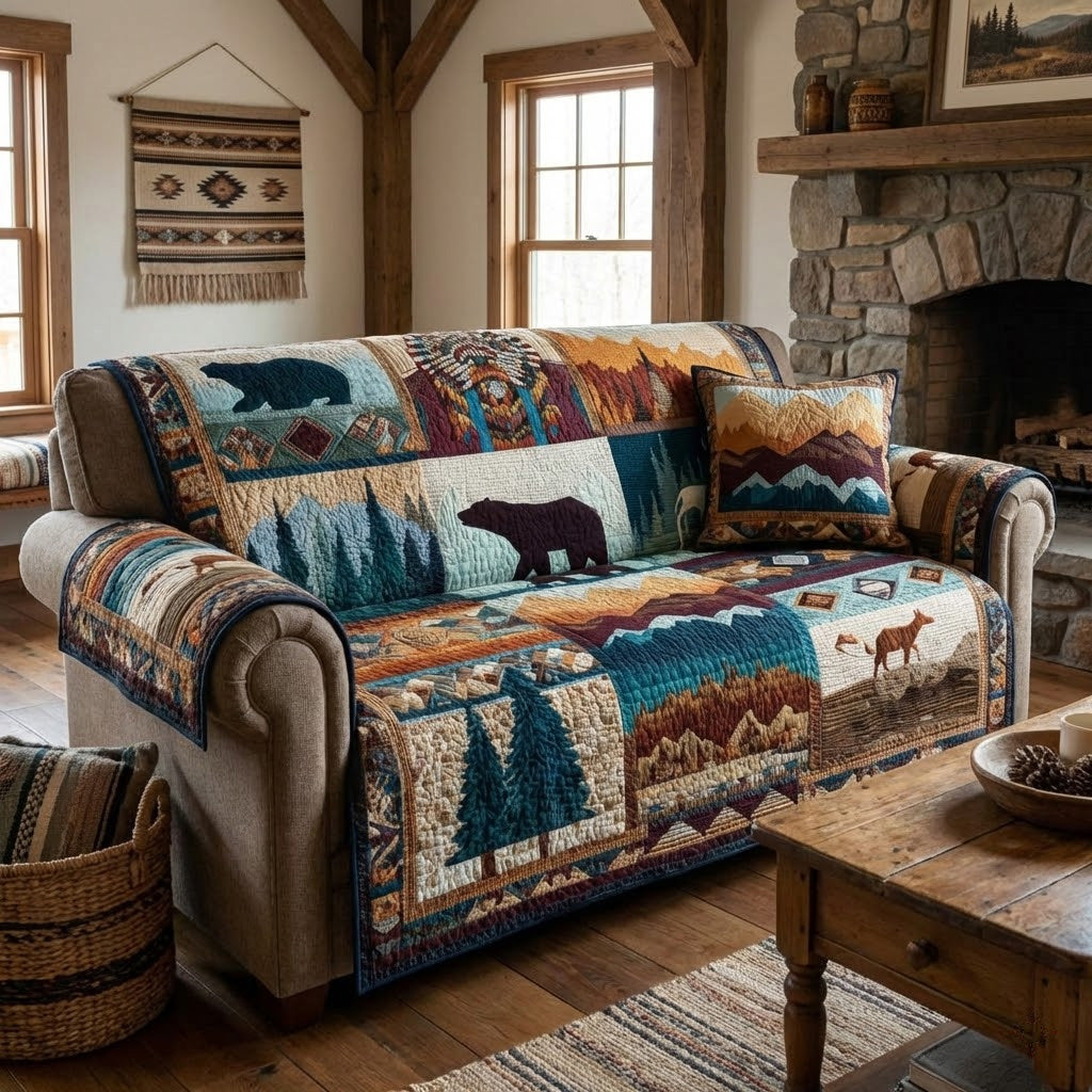 Forest Silhouettes Quilted Sofa Cover The Best Couch Slipcovers Bear Gifts For Dad