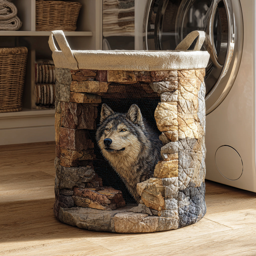 Forest Wolf Ambush Quilted Laundry Basket Majestic Wolf Laundry  Hamper New Home Gift