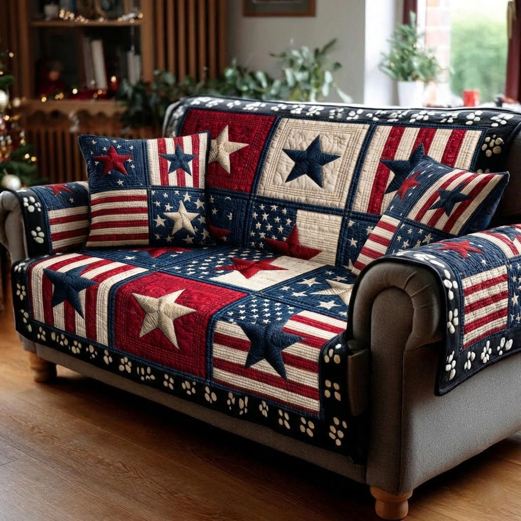 Freedom Stars Quilted Sofa Cover Living Rooms Ideas Fourth Of July Gifts
