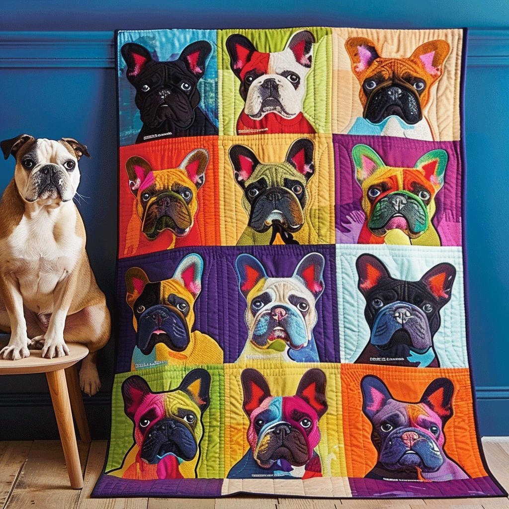 French Bulldog Patchwork Quilted Blanket Best Bedding Sets French Bulldog Dad Gifts