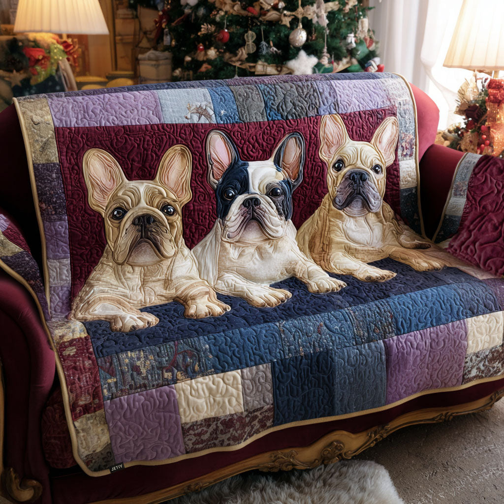 Frenchie Love Quilted Sofa Cover Living Room Decorations French Bulldog Gifts For Owners