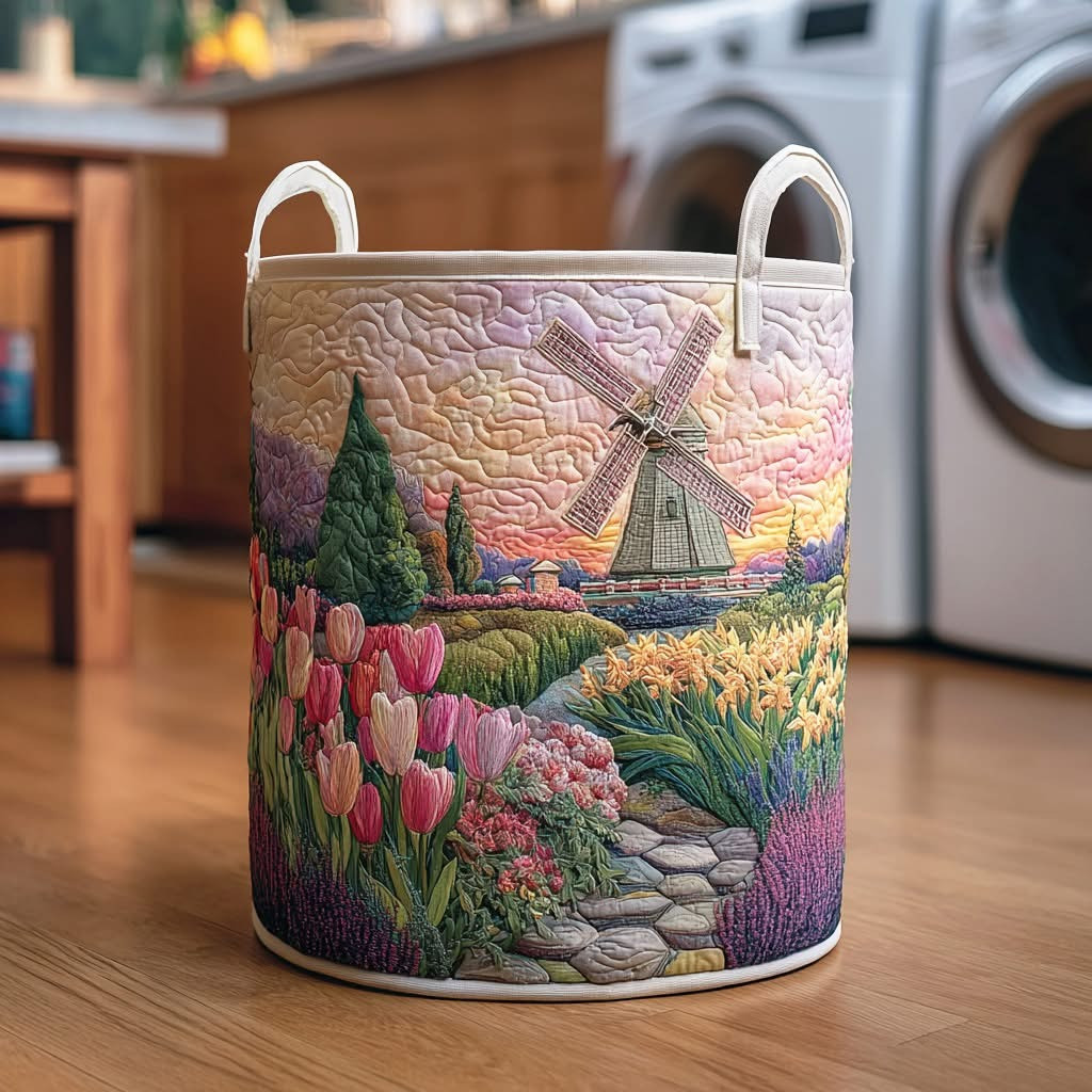 Fresh Fields Quilted Laundry Basket Flowers Clothes Hamper House Warming Gifts For Women
