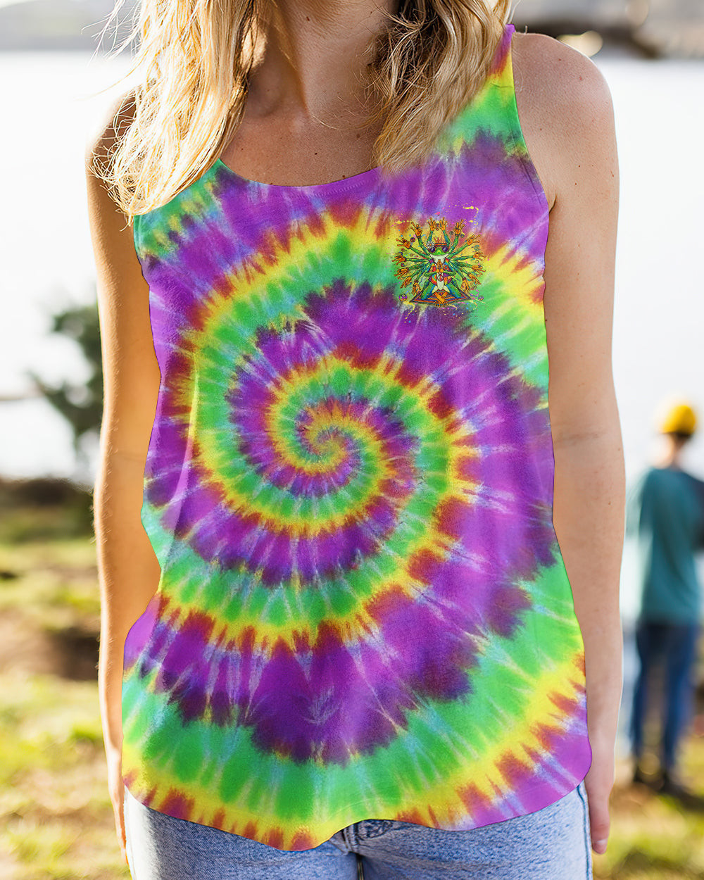 Frog Be You The World Will Adjust Tank Top Colorful Tie Dye Inspirational Quote Merch For Sister - Image 2