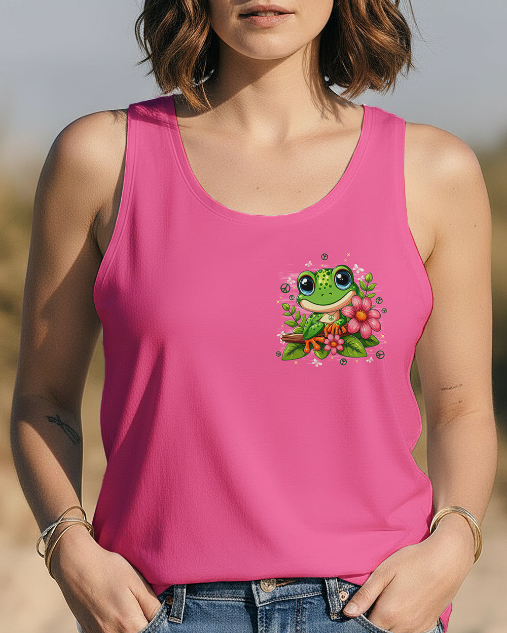 Frog Be You The World Will Adjust Tank Top Inspirational Quote Merch Gift For Girl Friend - Image 2