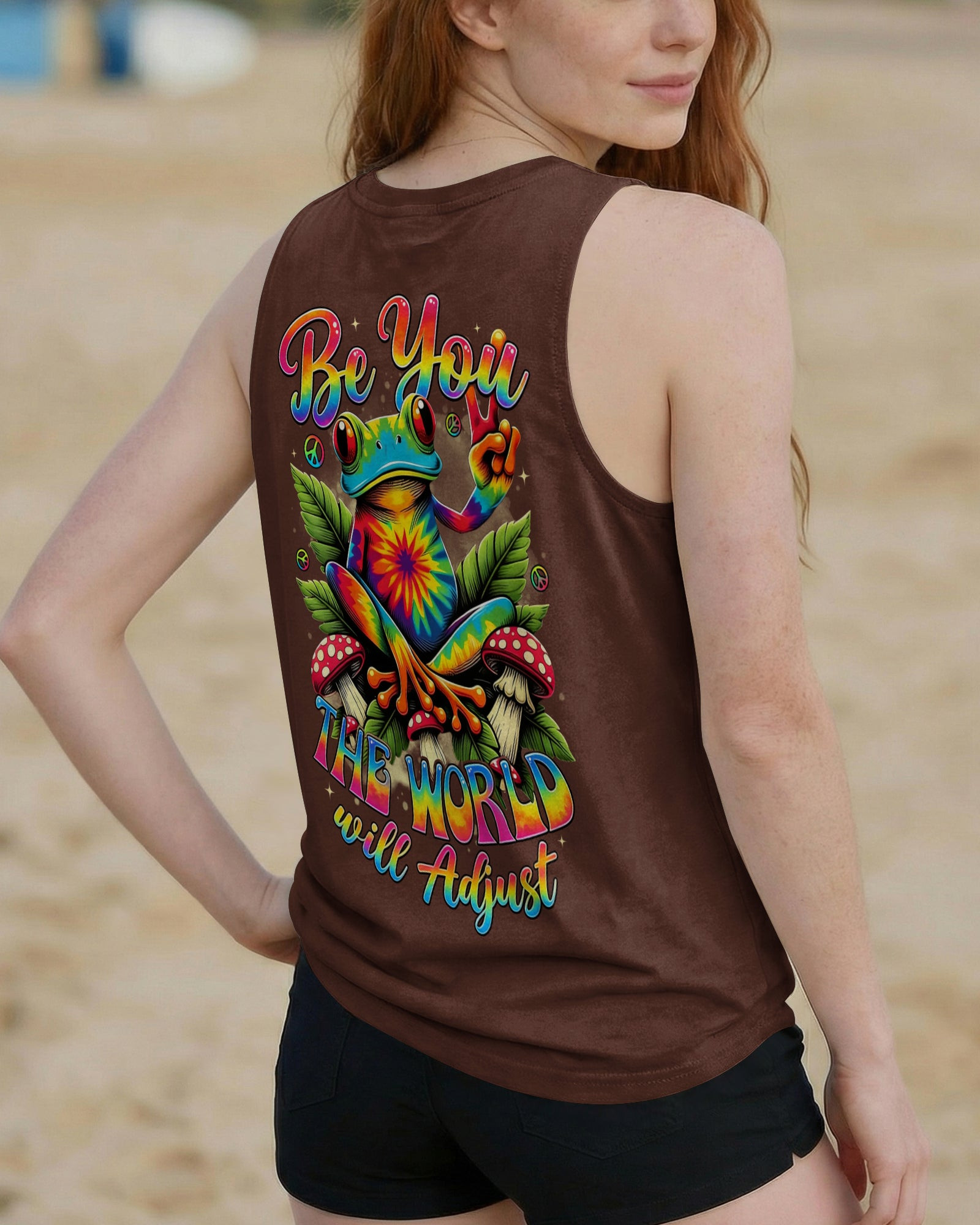 Frog Be You The World Will Adjust Tank Top Vibrant Motivational Quote Merch For Wife