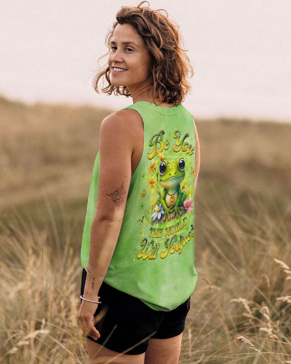 Frog Be You The World Will Adjust Tie Dye Tank Top Motivational Quote Clothing Gift Ideas