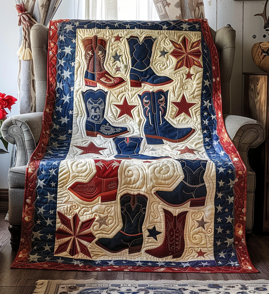 Frontier Festivity Quilted Blanket Cover Bed Set Cowboy Themed Gifts