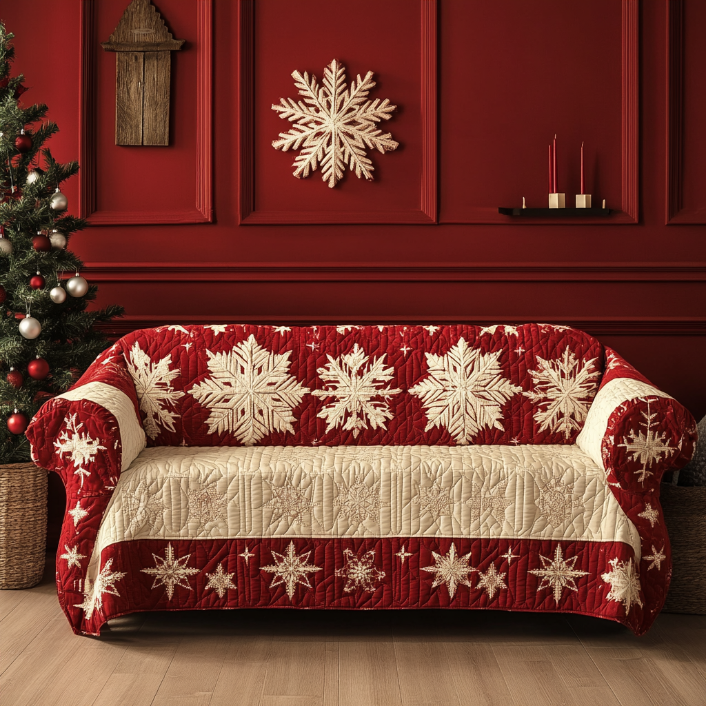 Frost Charm Quilted Sofa Cover Holiday Living Christmas Decor Good Family Gifts