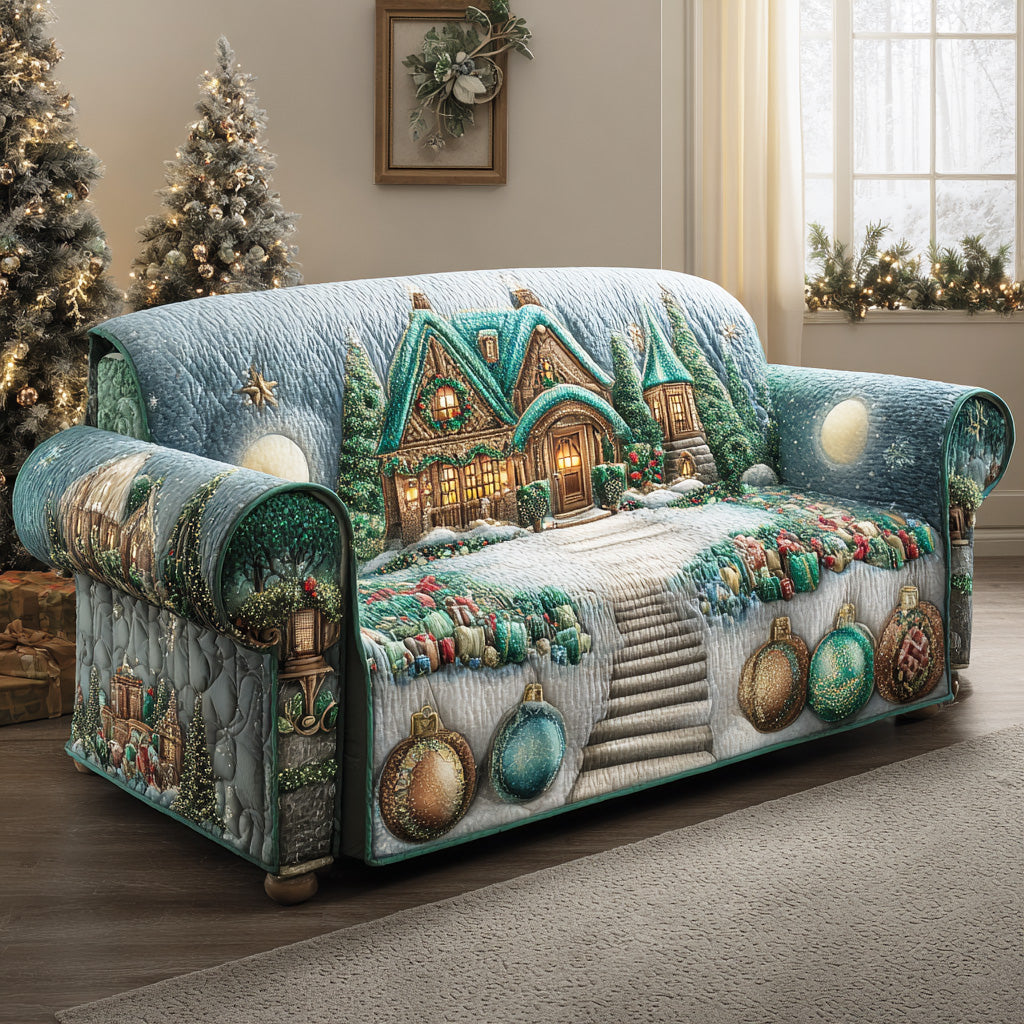 Frosted Wonderland Trail Quilted Sofa Cover Christmas Living Room Decor Ideas Xmas Gift Ideas