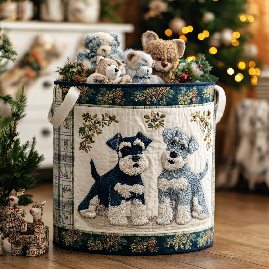 Frosty Paw Prints Quilted Laundry Basket Elegant Quilted Laundry Bin for Bedroom and Bathroom