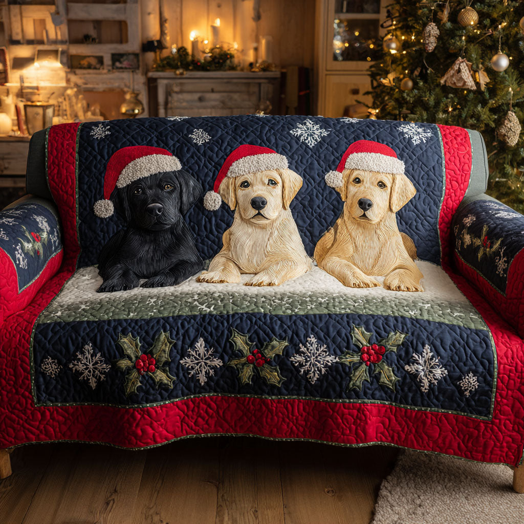 Frosty Paws Quilted Sofa Cover Santa Sofa Cover Frenchie Christmas Presents