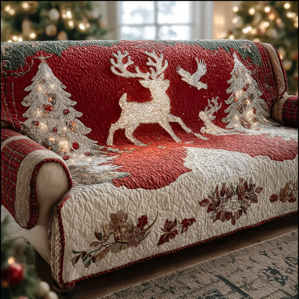 Frosty Sparkle Quilted Sofa Cover Christmas Family Room Decor Christmas Presents For Girlfriend