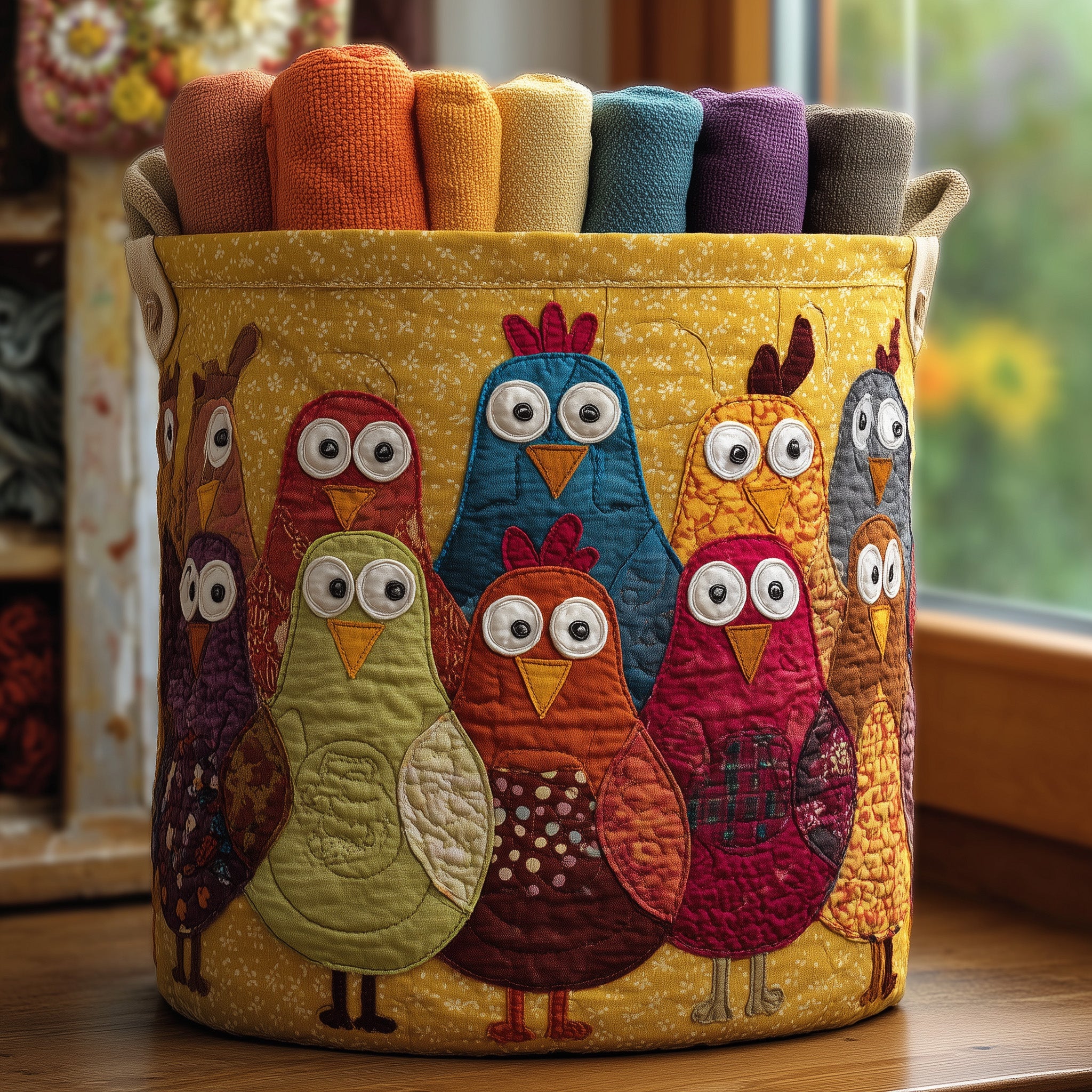 Funky Chicken Quilted Laundry Basket Adorable Presents For Chicken Lovers