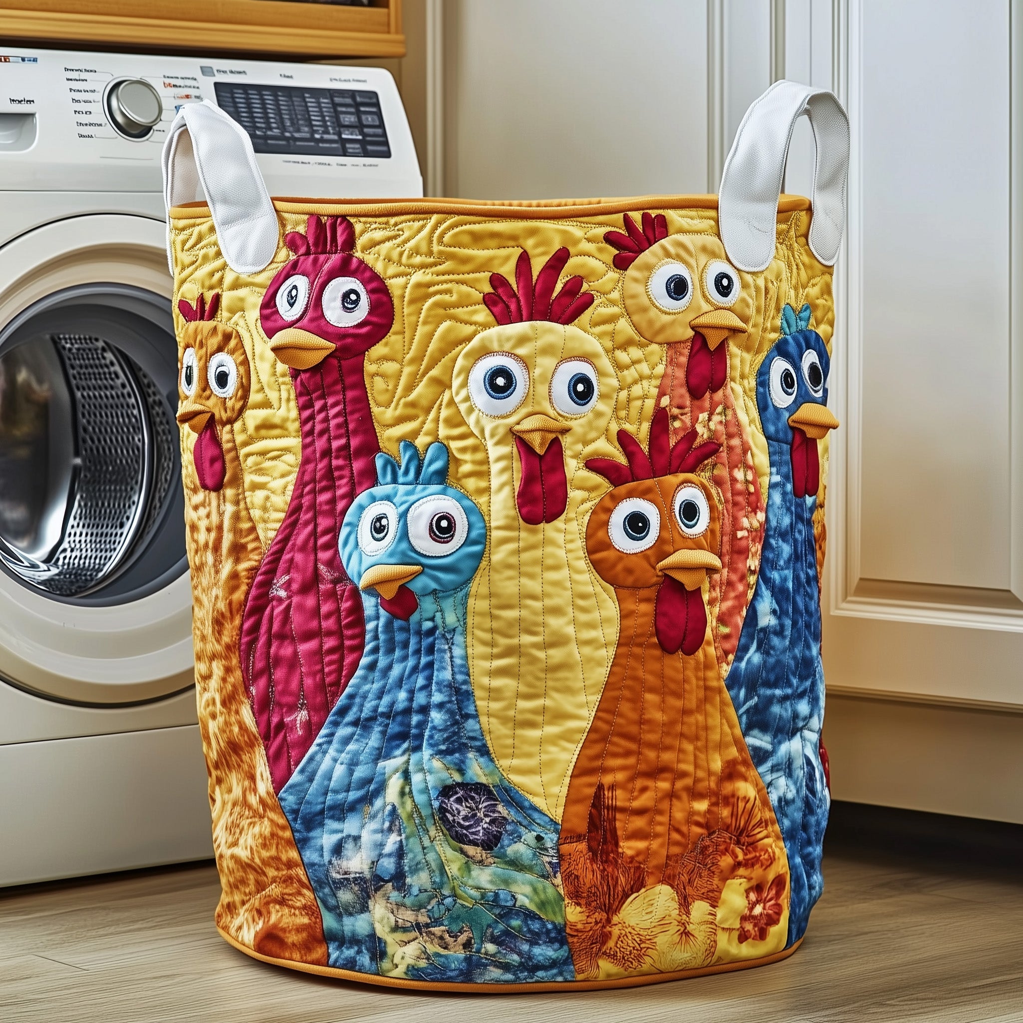 Funky Chicken Quilted Laundry Basket Beautiful Basket Gift For Chicken Fans