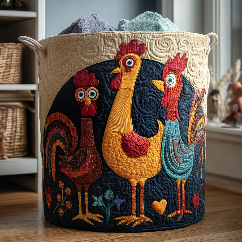 Funky Feathers Quilted Laundry Basket Useful Quilted Basket Gift That Blends Style and Function