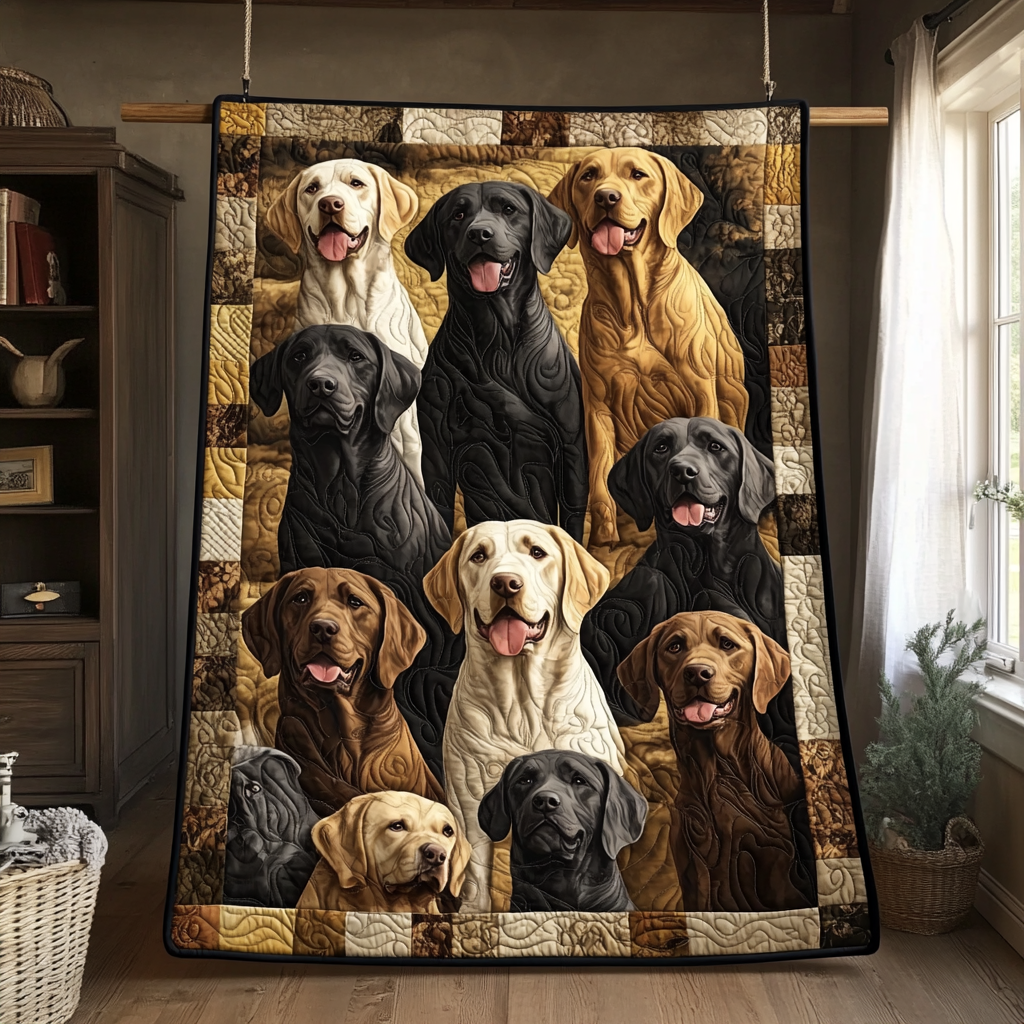 Furry Friend Labrador Quilted Blanket Boho Bedroom Furniture Labrador Gifts For Him Her