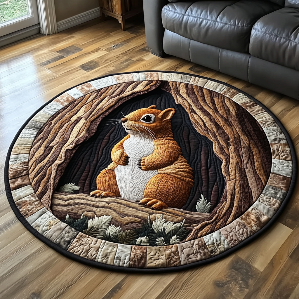 Furry Friend Quilted Round Mat Christmas Decor For Entryway Fall Autumn Gifts For Him