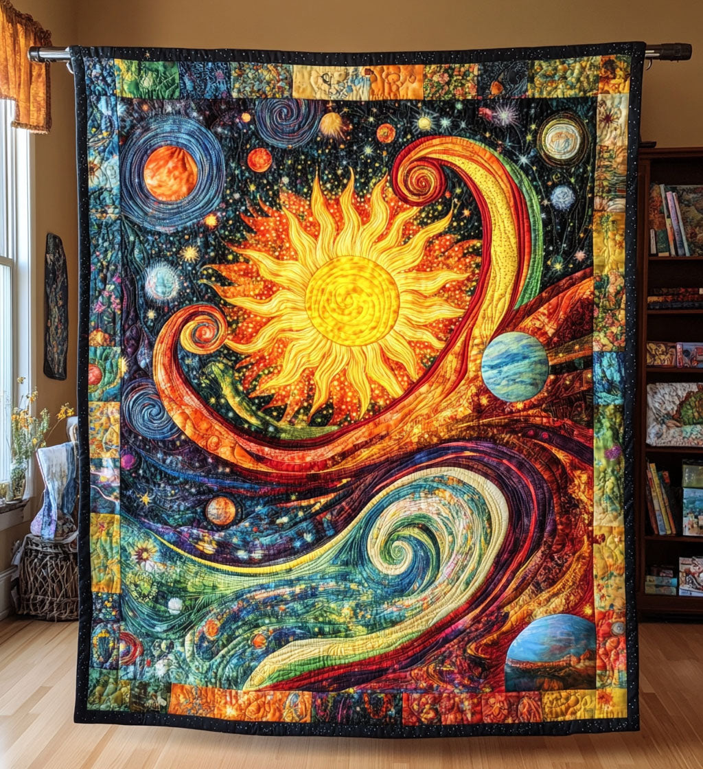 Galactic Peace Path Quilted Blanket Cozy Bedroom Decor Mother's Day Gifts From Daughter