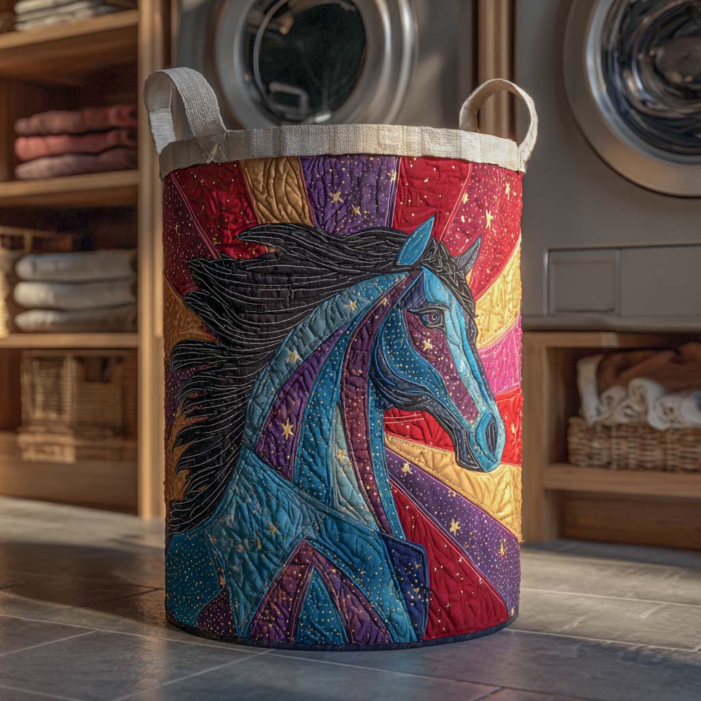 Galaxy Runner Quilted Laundry Basket Premium Quilted Laundry Basket with Sturdy Handles