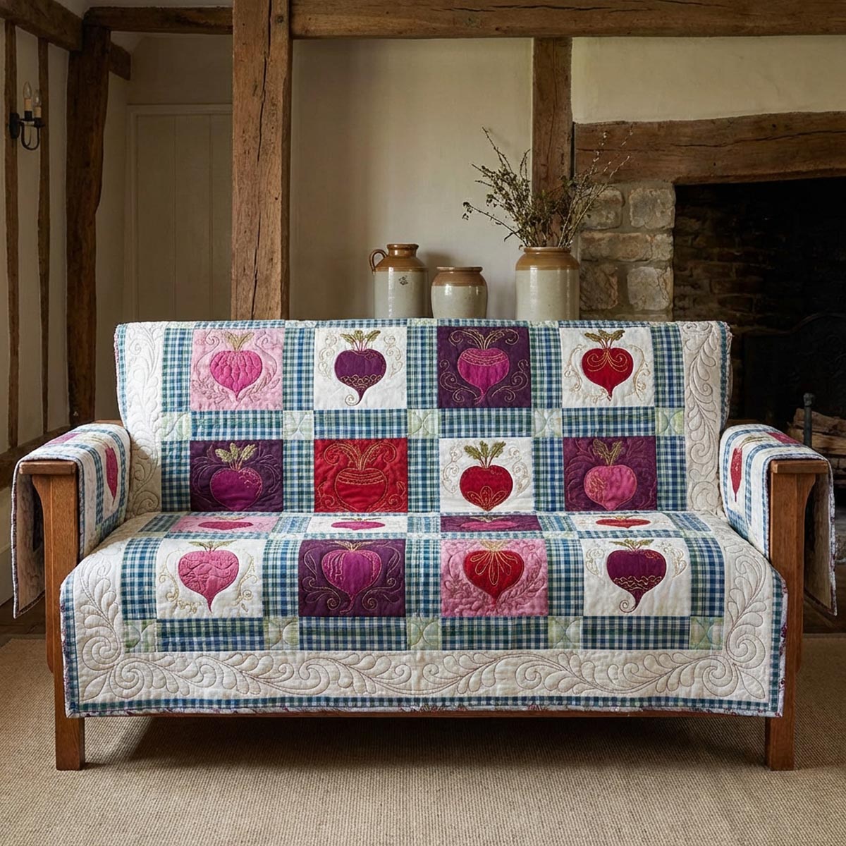 Garden Beets Quilted Sofa Cover Best Couch Covers Bee Themed Gifts For Her