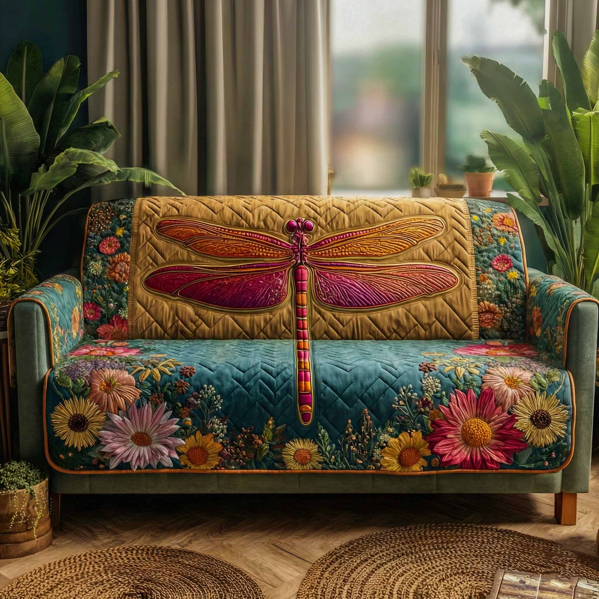 Garden Flutter Quilted Sofa Cover Home Decor Shop Dragonfly Mother's Day Gifts