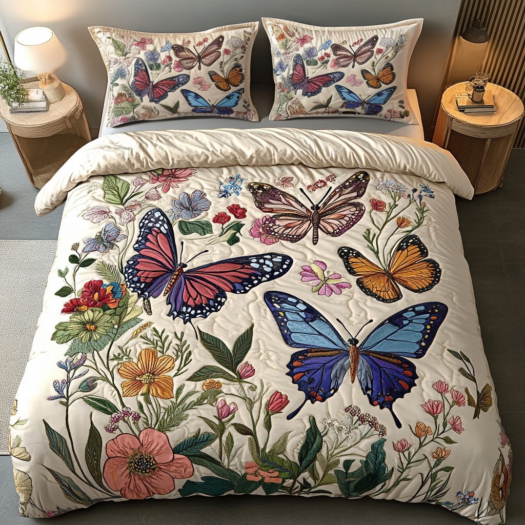Garden Grace Quilted Bedding Set Elegant Floral Bedroom Decor Best Gift For Mom