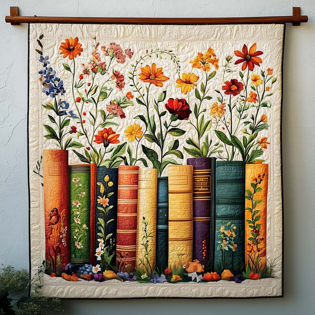 Garden Of Books Quilted Blanket Best Bedding Comforter Sets Gift For Book Lover