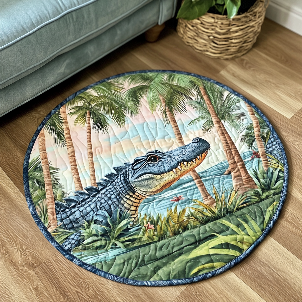 Gator Groove Quilted Round Mat Home Front Door Design Unique Alligator Gifts