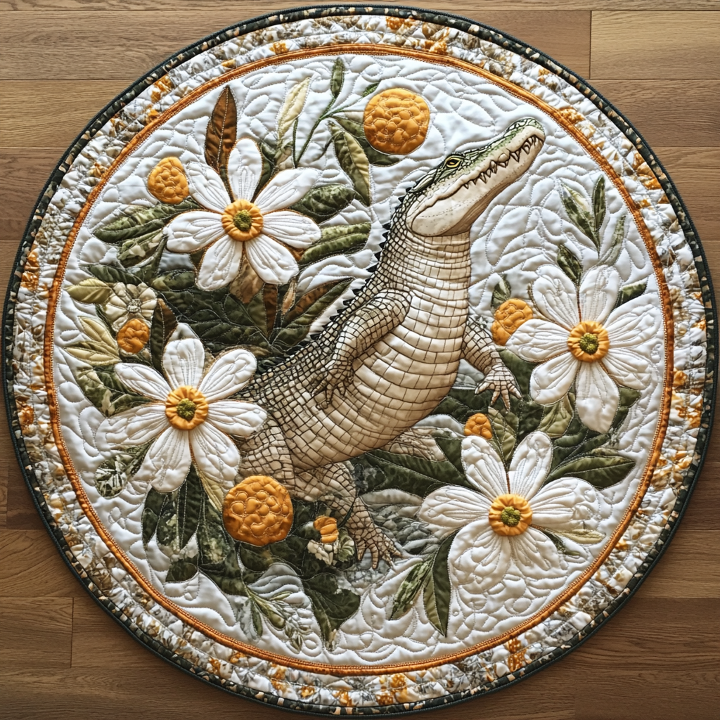Gator Legends Quilted Round Mat Unique Front Door Decor Alligator Gift Shop