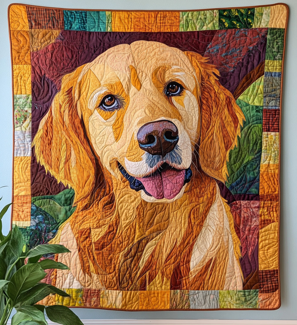 Gentle Golden Quilted Blanket Bed Room Decoration Golden Retriever Gifts For Owners