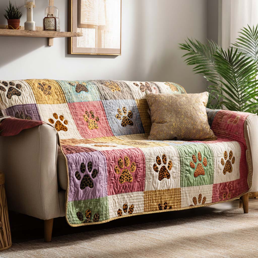 Gentle Paw Path Quilted Sofa Cover Couch Covers For Couches Good Gifts For Dog Lovers