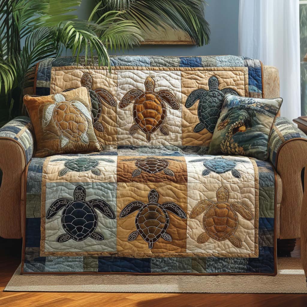 Gentle Shell Quilted Sofa Cover Best Couch Covers Sea Turtle Stuff