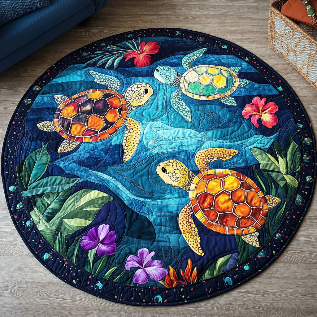 Gentle Shores Quilted Round Mat Entryway Rug Ideas Turtle Gifts For Her