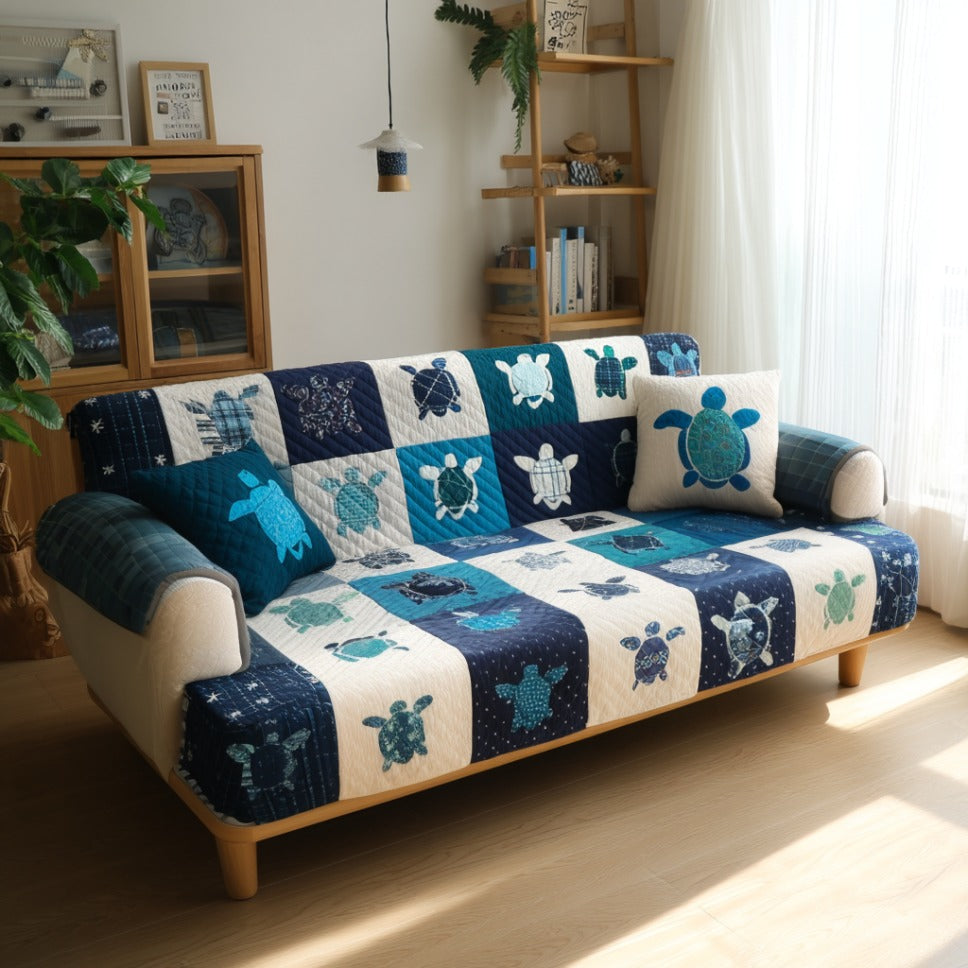 Gentle Turtle Quilted Sofa Cover Couch Seat Covers Sea Turtle Merchandise