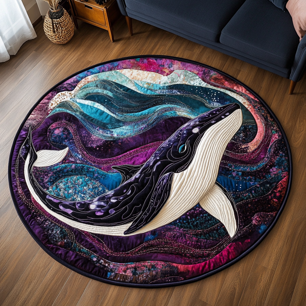 Gentle Voyager Quilted Round Mat Front Door Decor Gift For Whale Lover