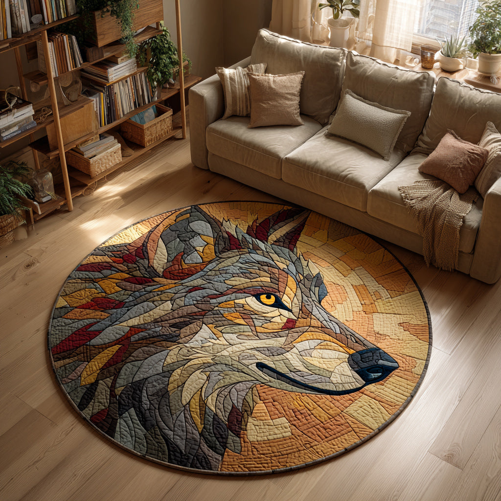 Geometric Wolf Quilted Round Mat Entryway Christmas Decor Ideas Grandmother Xmas Gifts