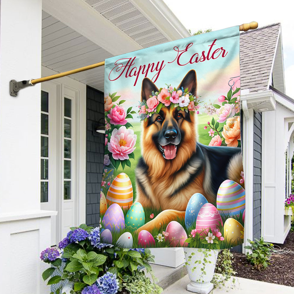 German Shepherd Dog Happy Easter Flag Easter Decor Flag Gift For Him