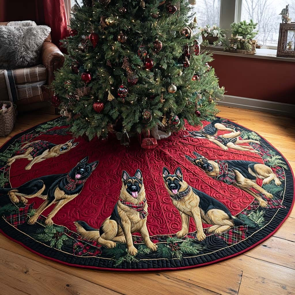 German Shepherd Dog Quilted Christmas Tree Skirt Cool Presents For Dog Lovers