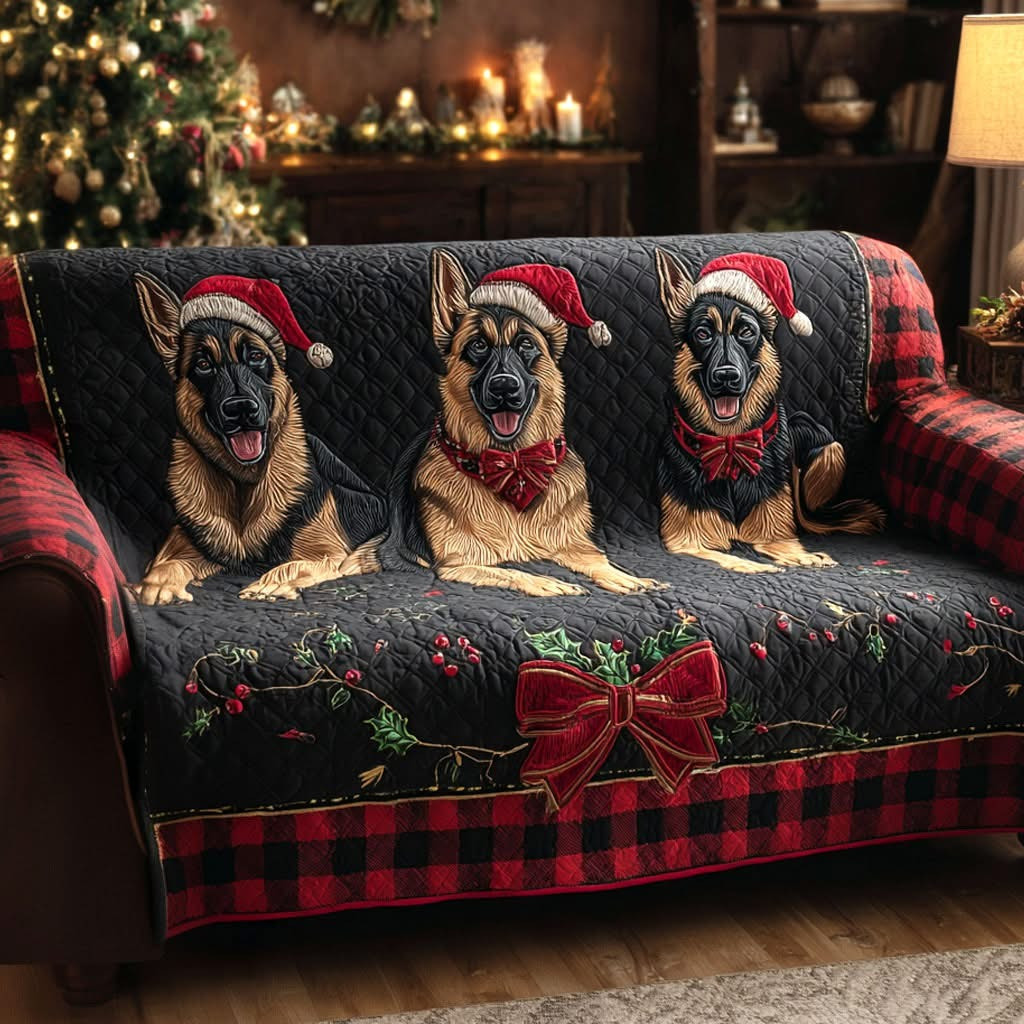 German Shepherd Quilted Sofa Cover Christmas Couch Decor German Shepherd Owner Gifts