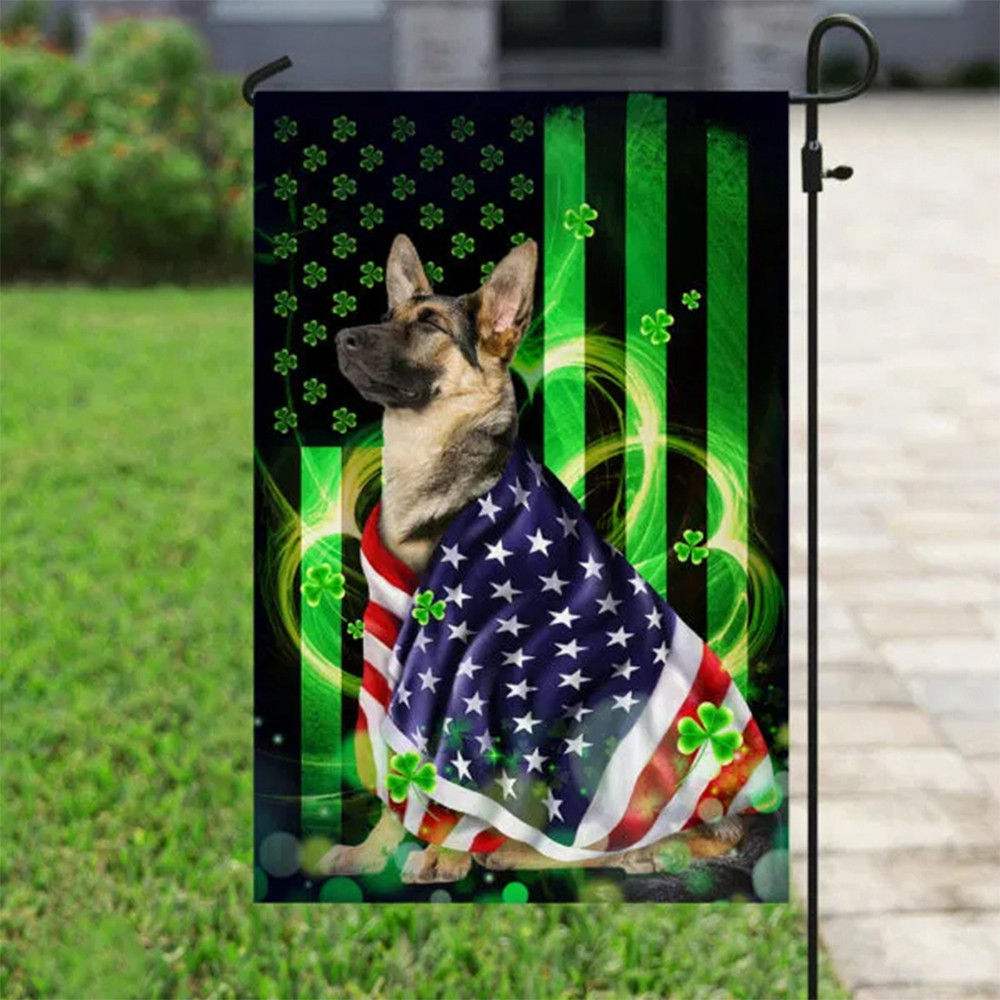 German Shepherd Saint Patrick's Day Flag Irish Shamrock Green Decorations For Outside
