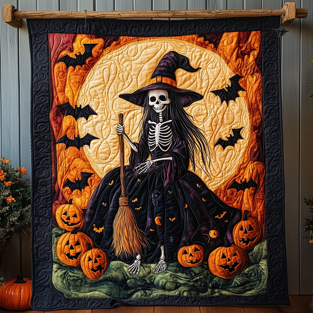 Ghostly Gathering Quilted Blanket Bedroom Room Decor Halloween Anniversary Gifts