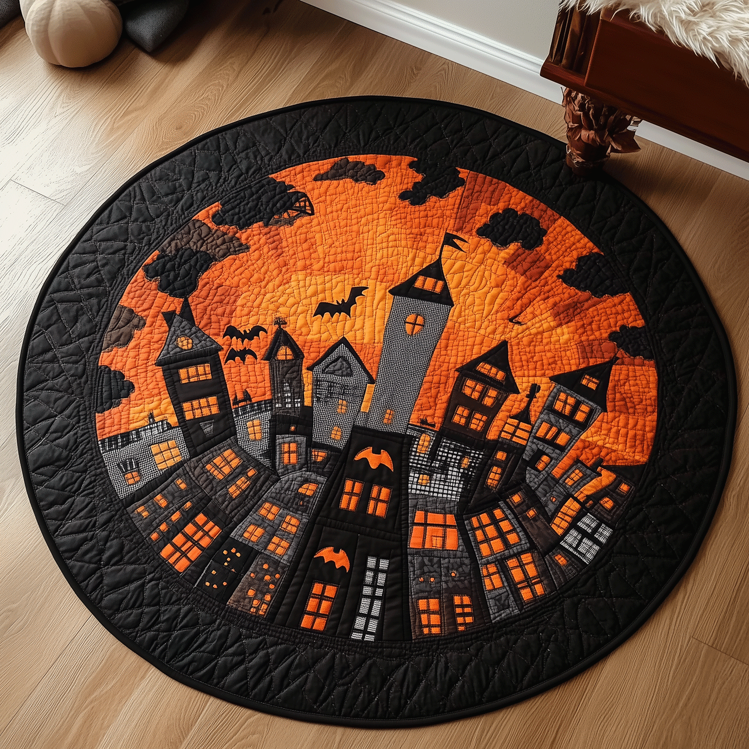 Ghostly Quilted Round Mat Foyer Decor Ideas Gifts For Halloween Lovers