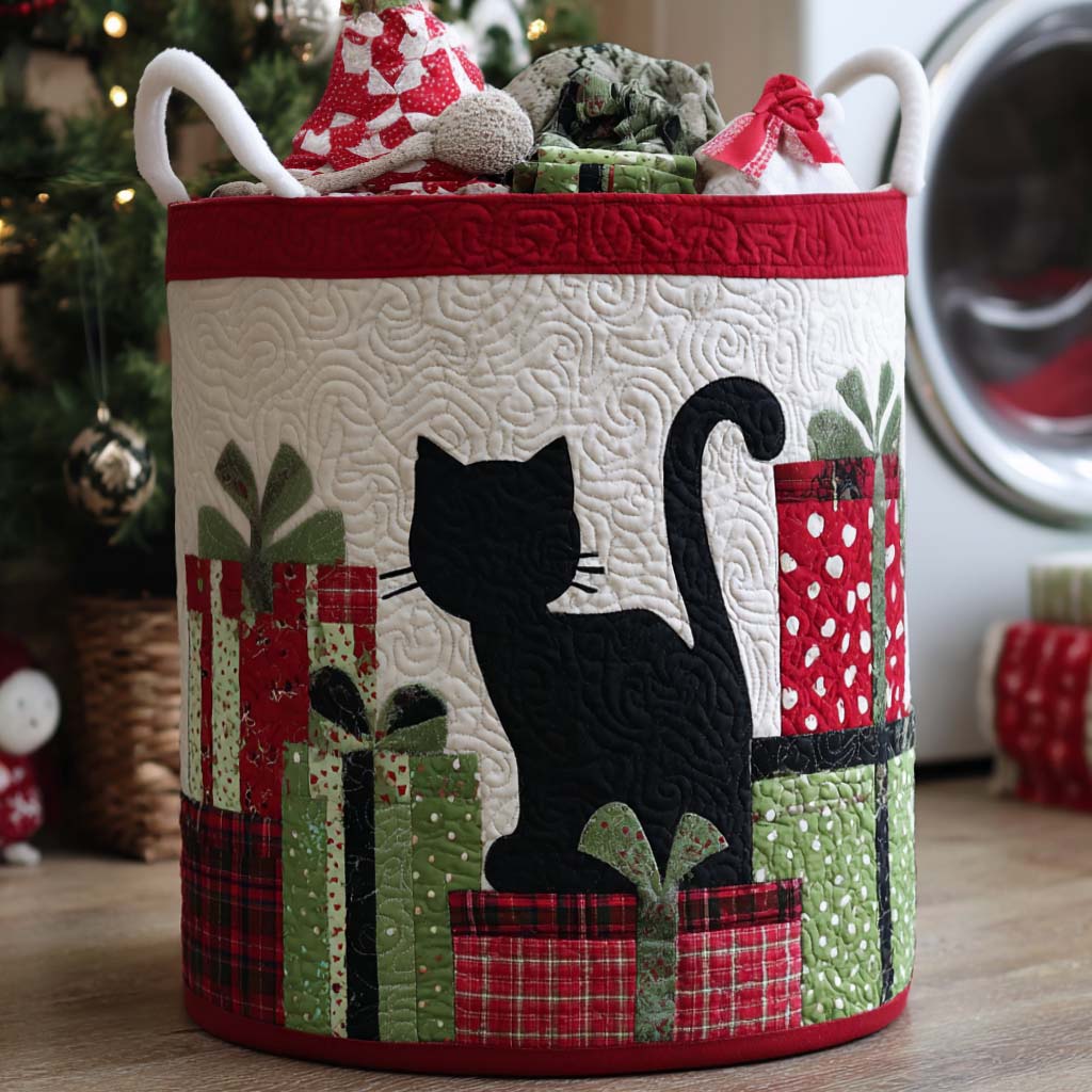 Gift Cat Quilted Laundry Basket Modern Quilted Laundry Basket Gift for Stylish Homes