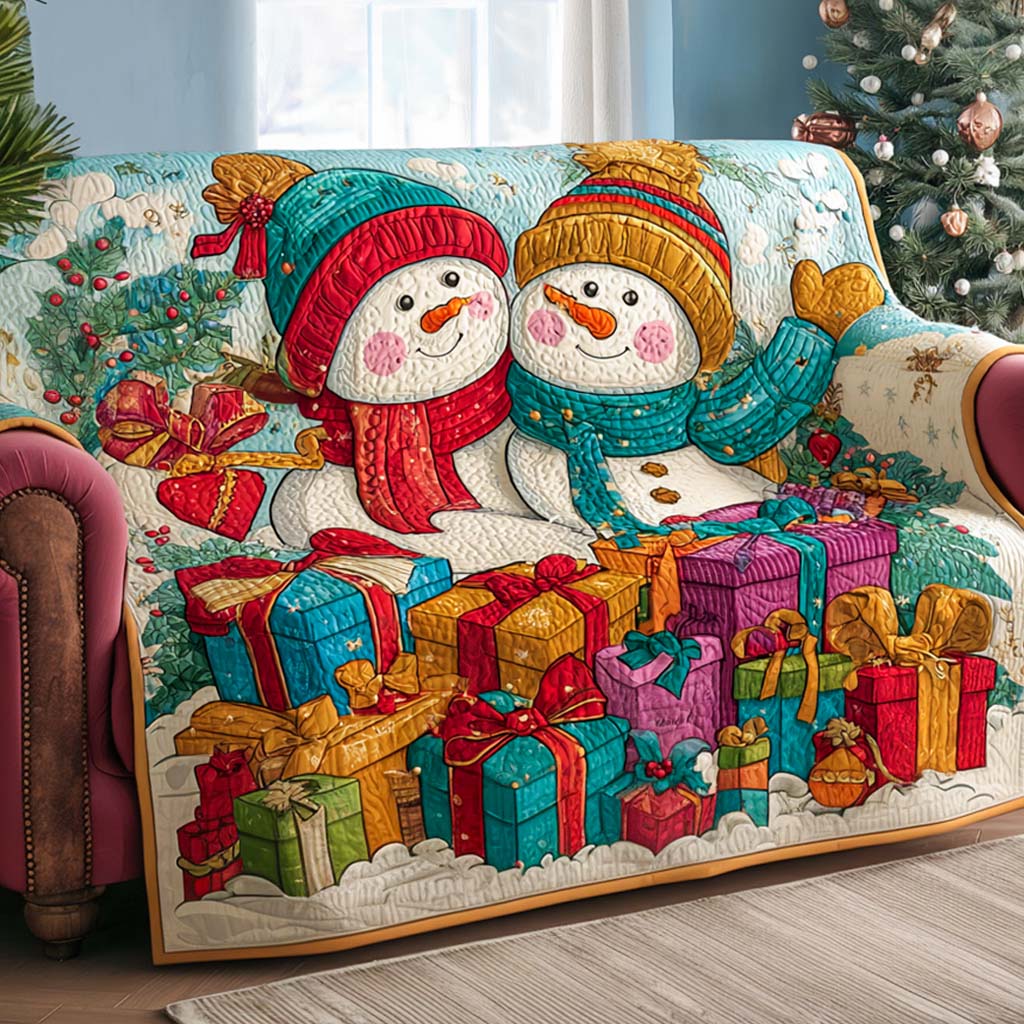 Gift Wonderland Snowmen Quilted Sofa Cover Living Room Decoration Best Christmas Gifts