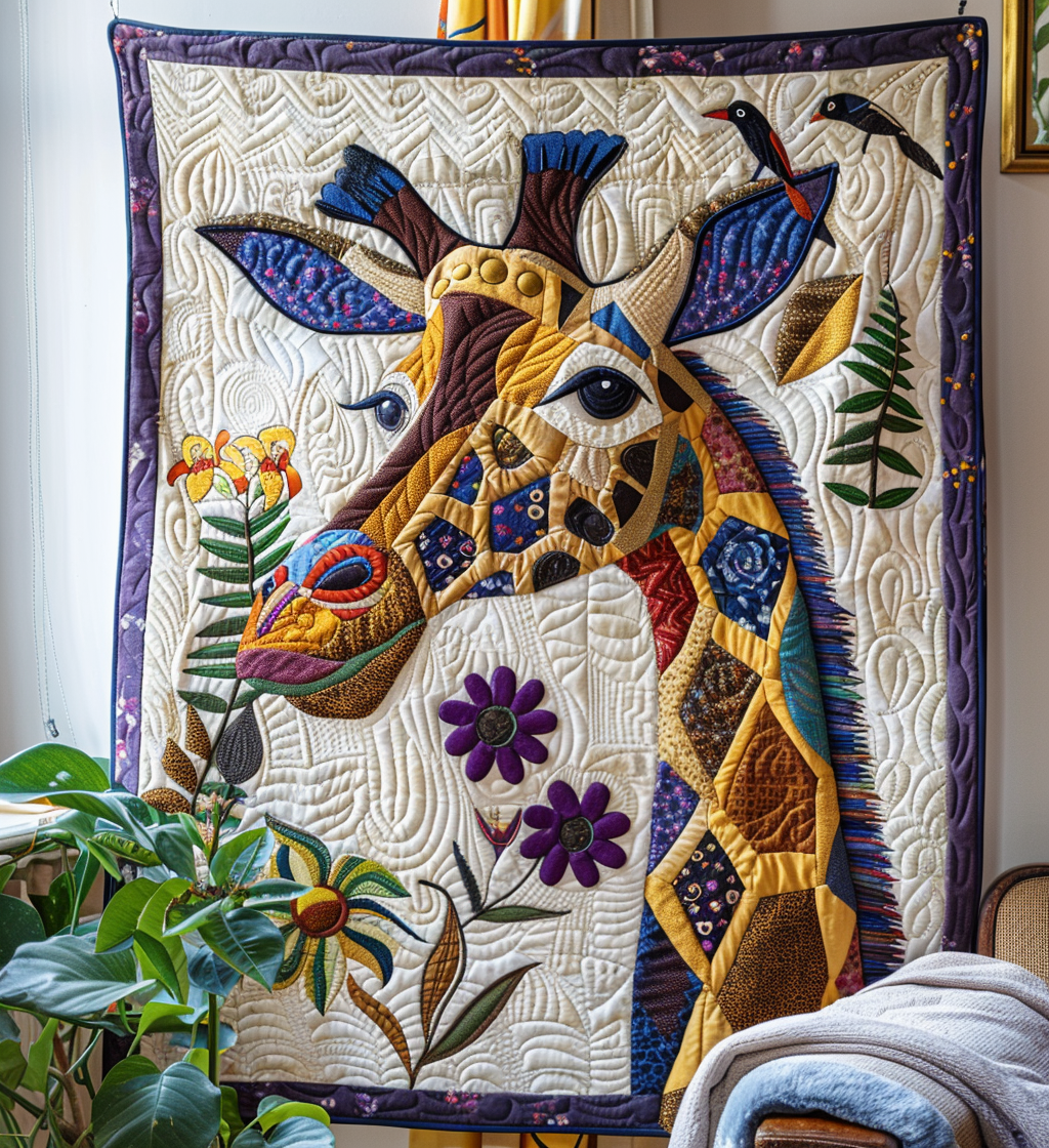 Giraffe Journey Quilted Blanket Boho Bedroom Furniture Best Giraffe Gifts