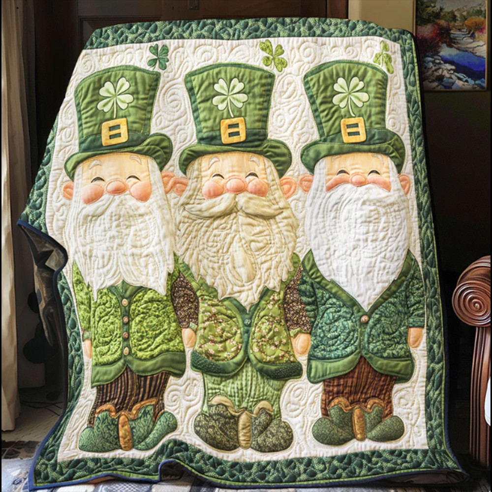 Gnome Lucky Patrick's Day Quilt Blanket Best Idea Gift For Irish