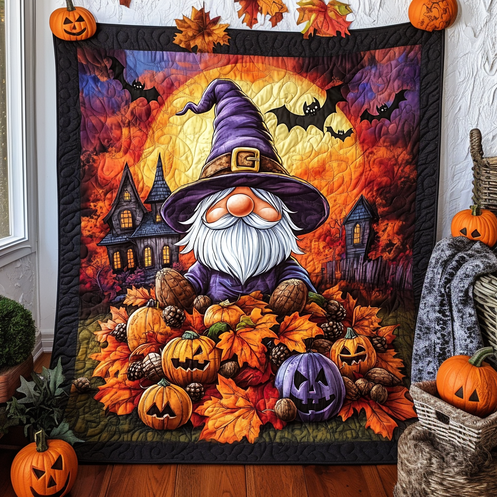 Gnome Magic Quilted Blanket Great Sheet Sets Gifts For Halloween Lovers