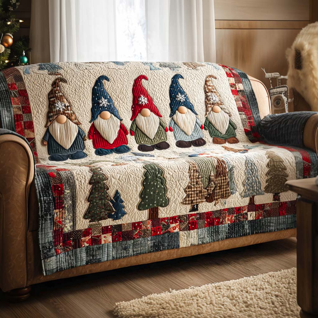 Gnome Parade Quilted Sofa Cover Best Sofa Slipcovers Christmas Gift Baskets For Families
