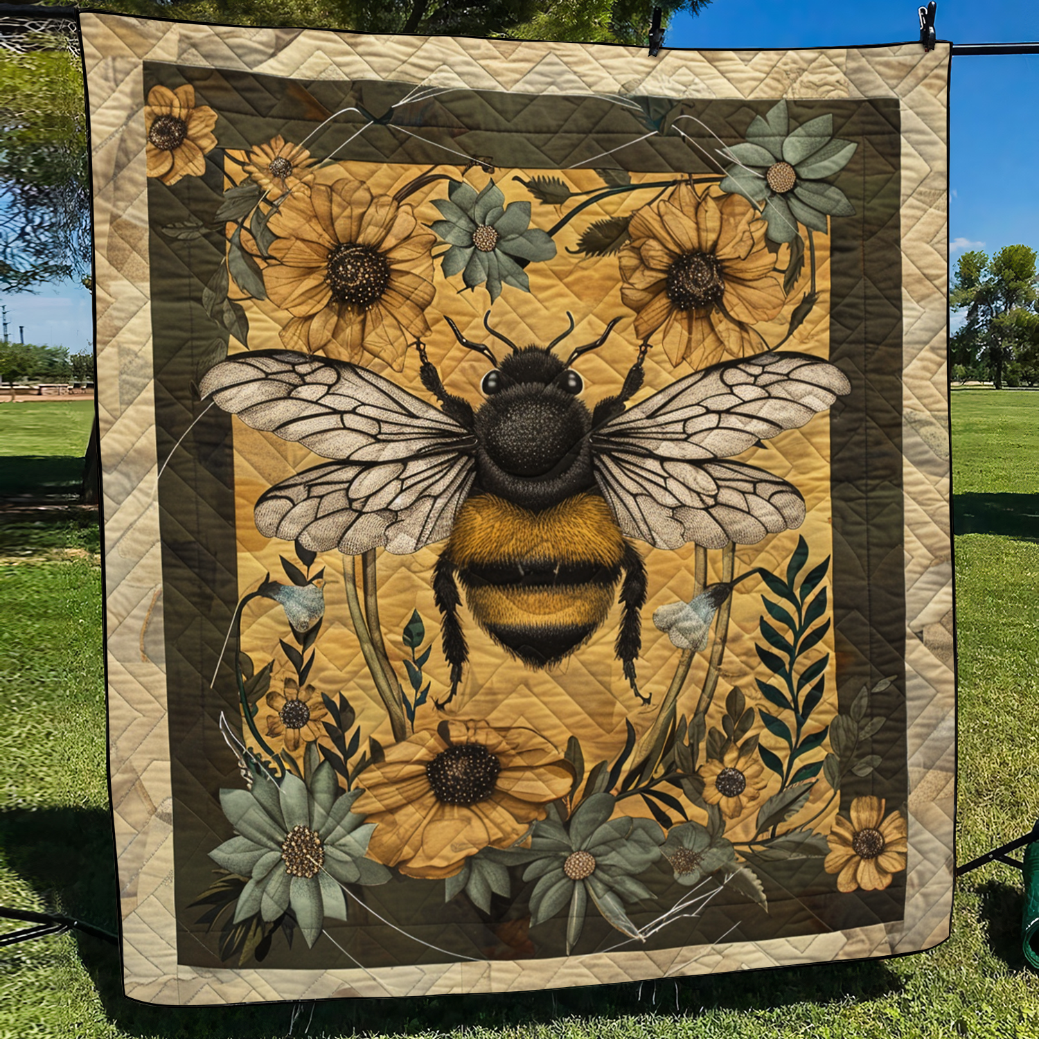 Golden Bee Quilted Blanket Best King Sheets Gift Ideas For Bee Lovers