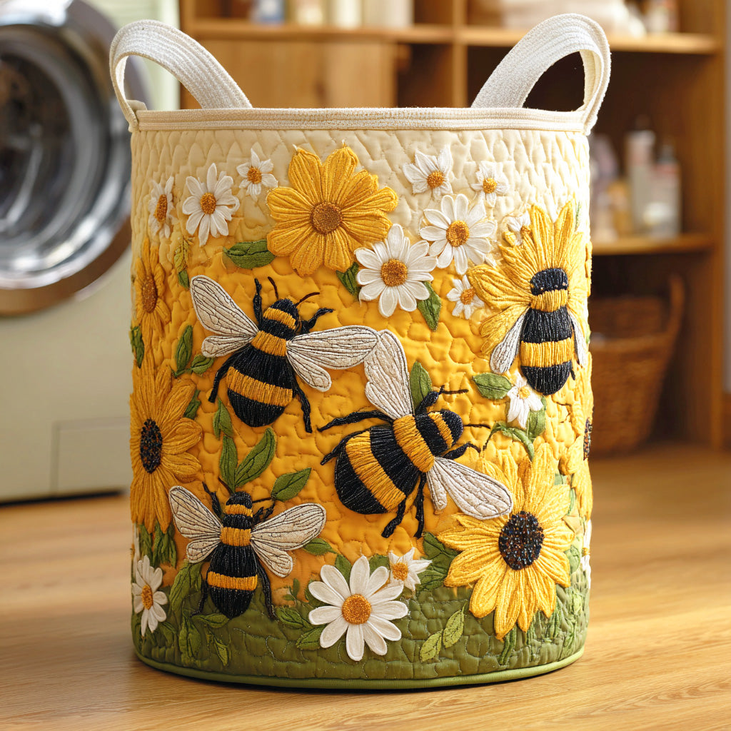 Golden Buzz Quilted Laundry Basket Beautiful Quilted Laundry Hamper Gift for Any Occasion